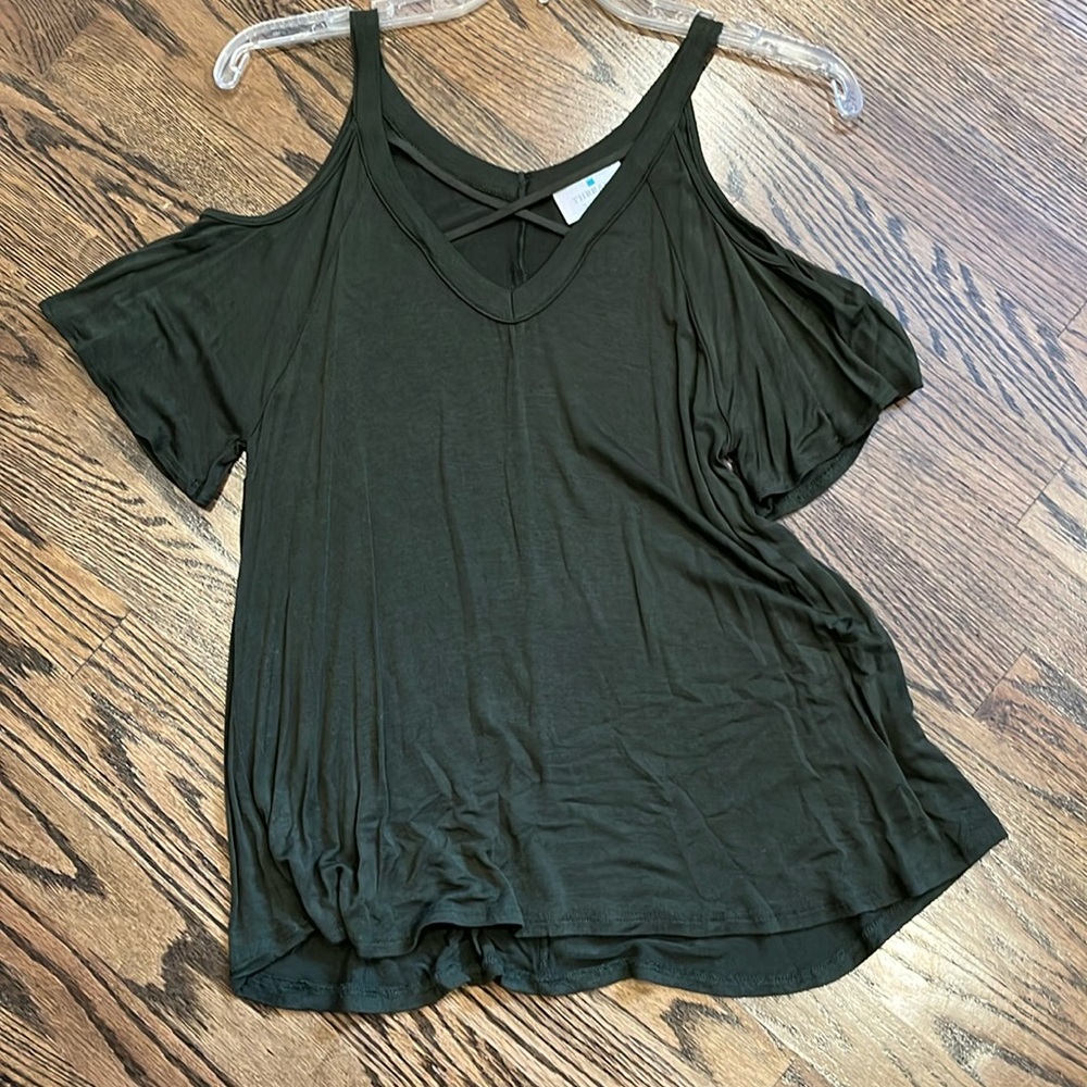 Threads Studio Criss Cross Drop Shoulder Short Sleeve Shirt